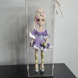 Handmade Crochet Doll in Purple Dress